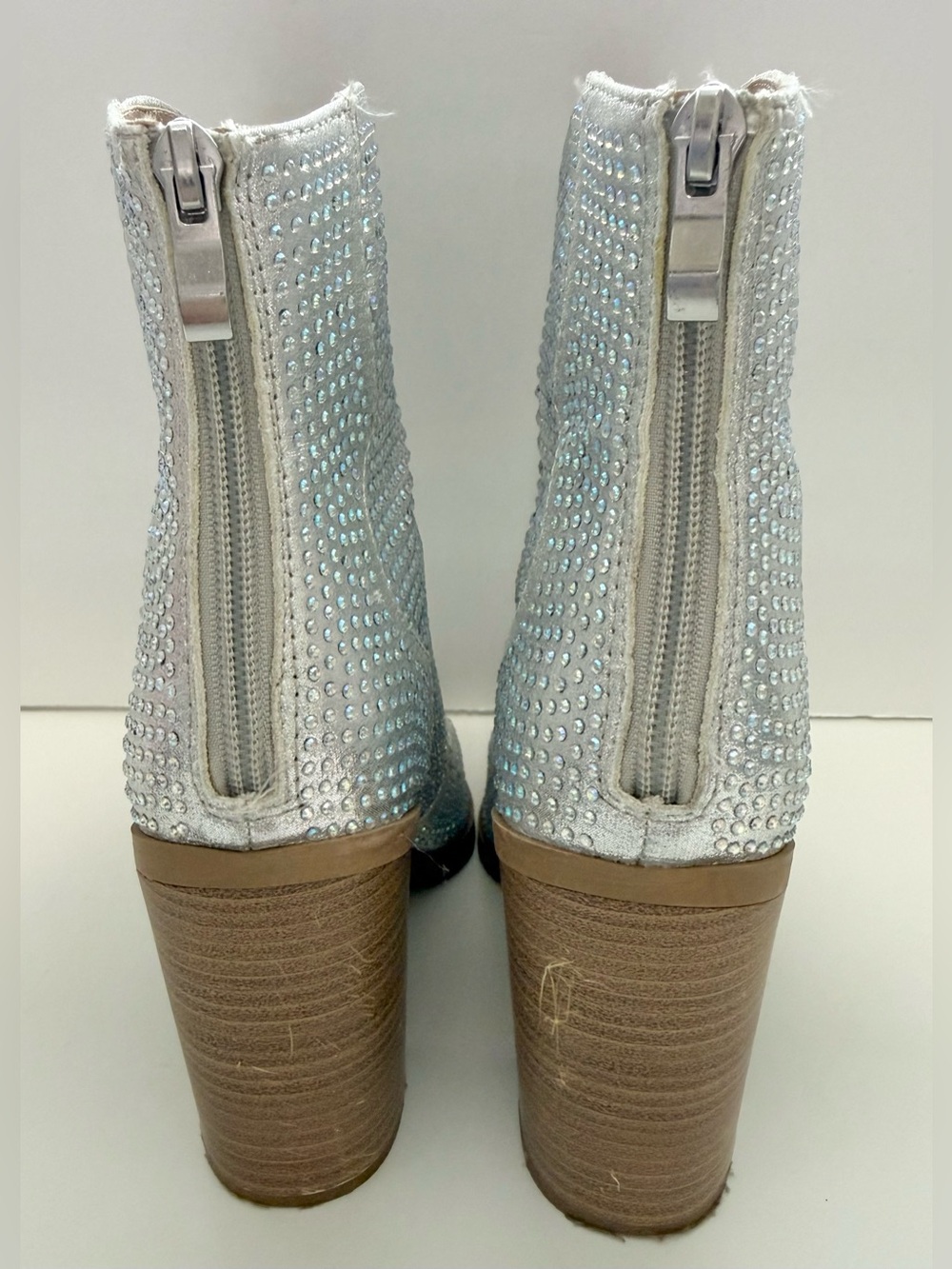 SHEIN Silver Crystal Embellished Western Booties - Women's Size 7.5 - Picture 4 of 14